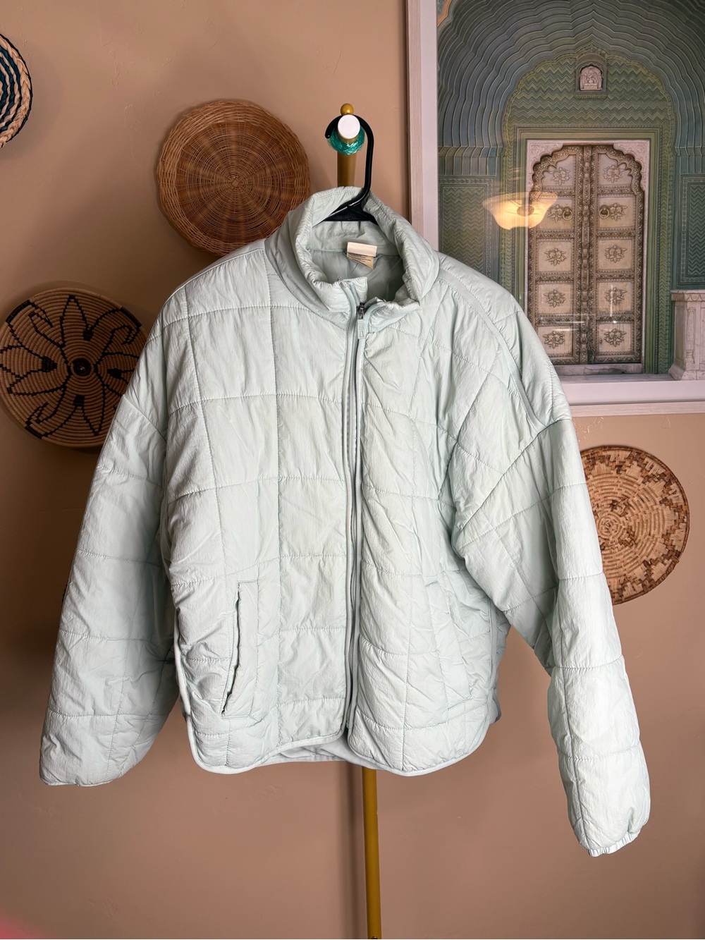 Light  Mint Quilted Puffer Jacket